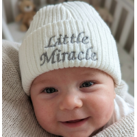 KW105: Baby Embroidered Little Miracle Knitted Hat (Newborn -3 Months)